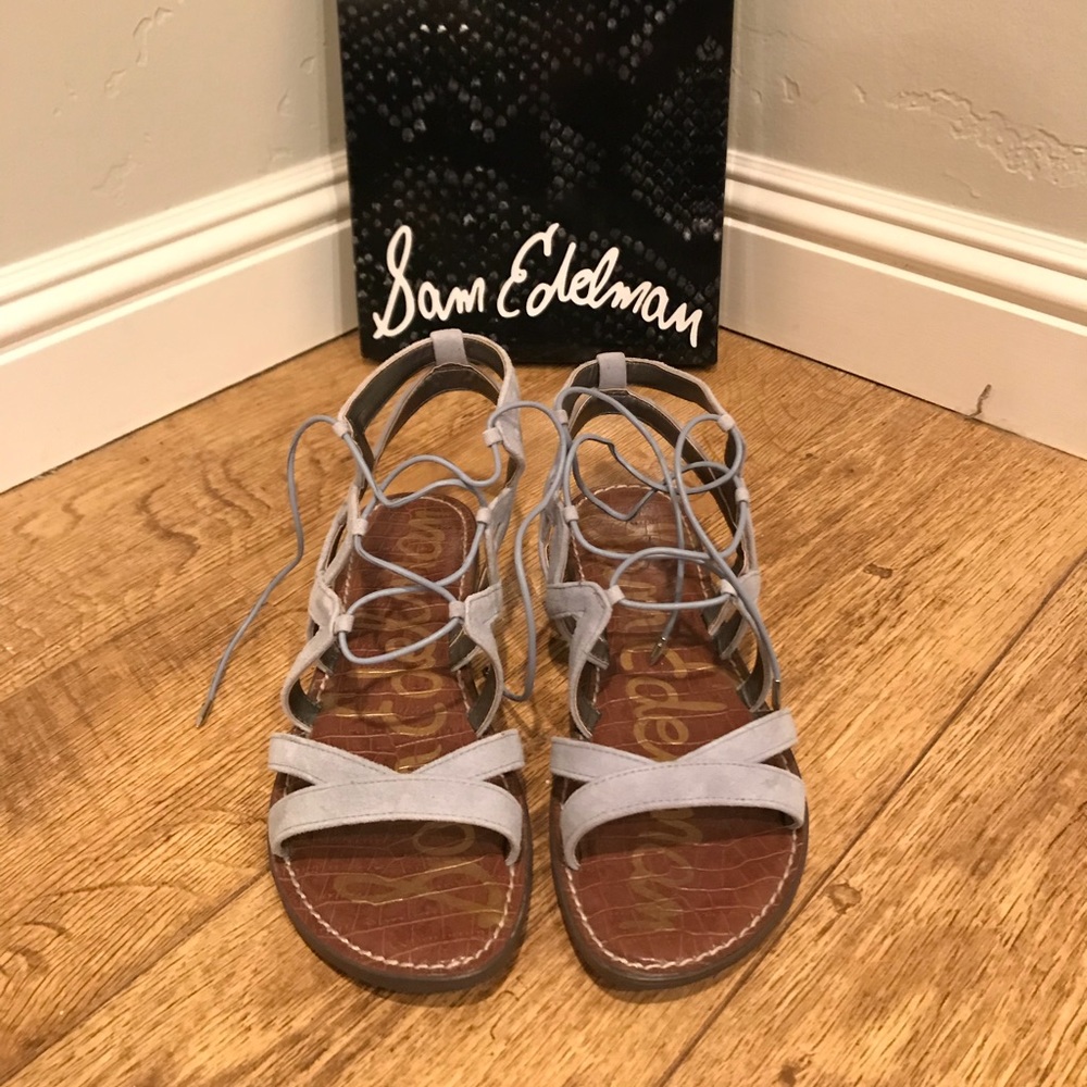 Sam Edelman Gemma Suede Leather Dusty Blue Sandals